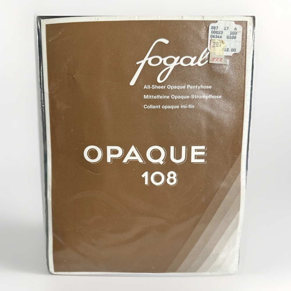 Vintage Fogal Opaque 108 Color Ivory Swiss All-Sheer Pantyhose Size Small